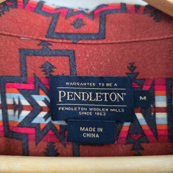 Pendleton Women's Aztec Short Sleeve Button Up Shirt Red Size M Rayon Western - Picture 3 of 7